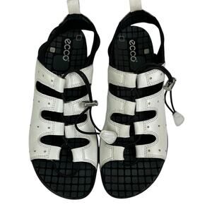 Ecco Jab Toggle Sandals Black and White Leather Size EUR 40 US 6-6.5